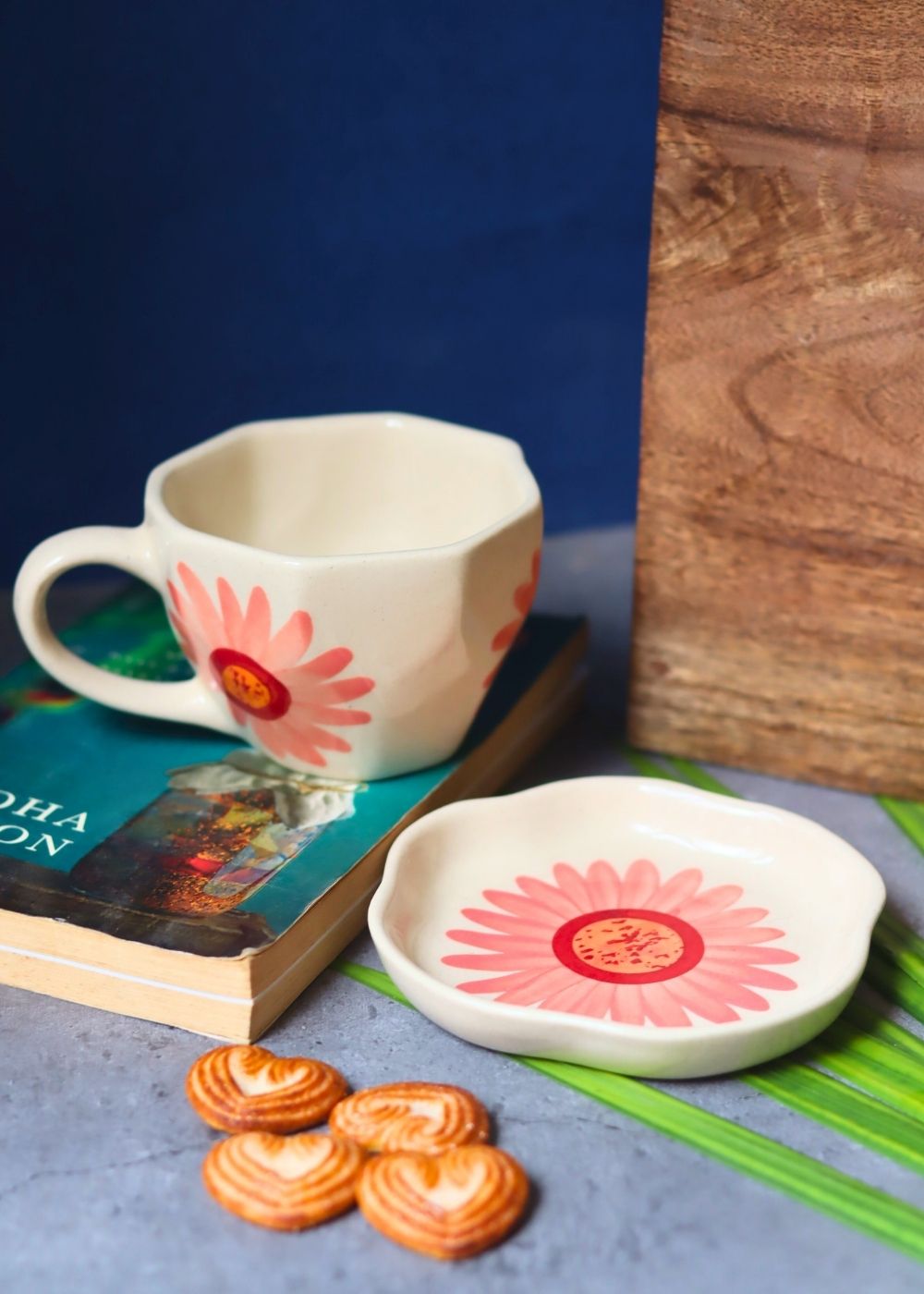 Handmade Flower Coffee Mug & Handmade Dessert Plate