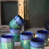 Blue & green kulhads handmade ceramic 
