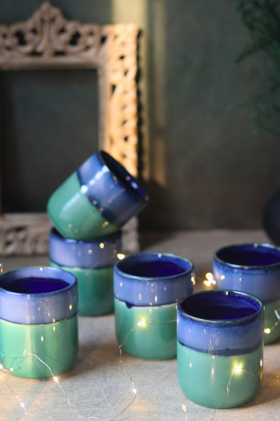 Blue & green kulhads handmade ceramic 