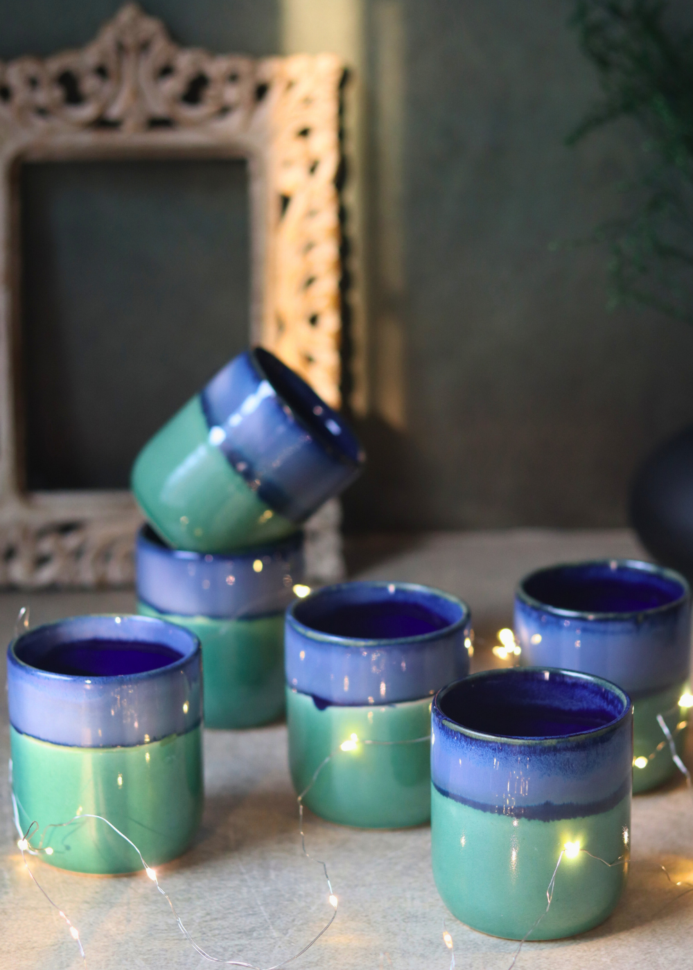 Blue & green kulhads handmade ceramic 