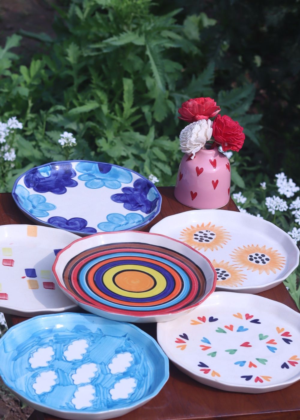 Handmade Set of 6 Pastel Delight Snack Plates (for the price of 5)