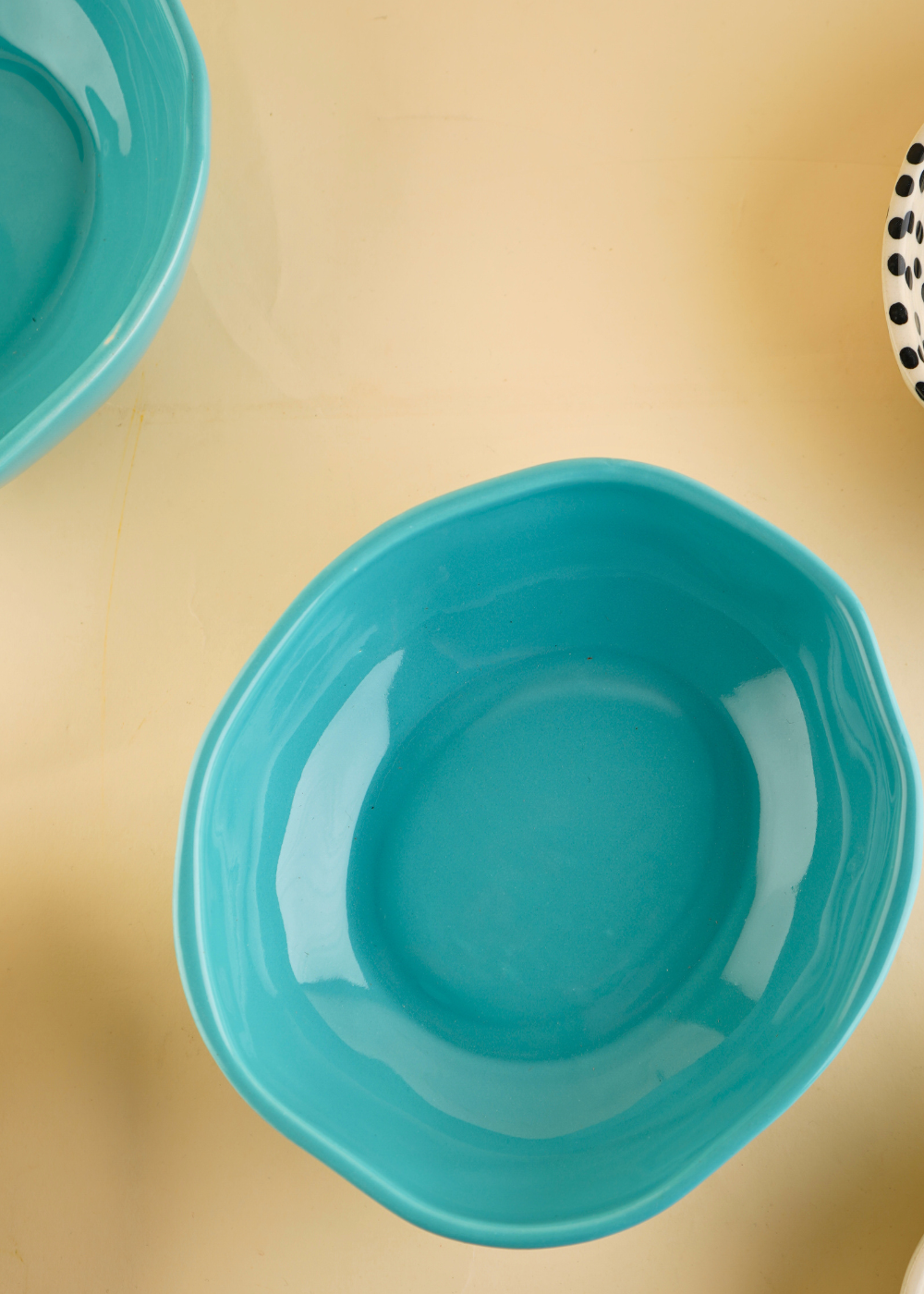 Handmade kitchenware ceramic teal bowl