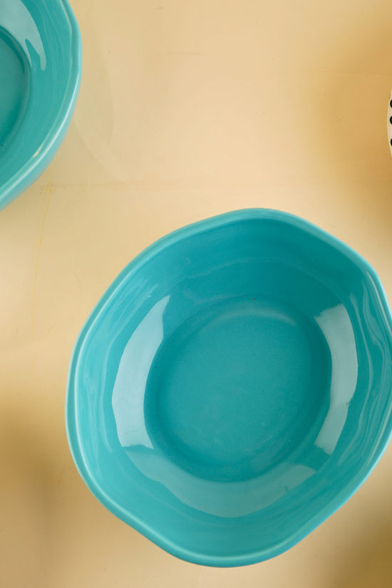 Handmade kitchenware ceramic teal bowl