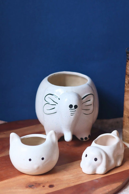 Set of 3 - Ivory Bliss Planters handmade in India