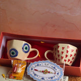 heart & Evil Eye mug set rakhi gift box handmade in india 