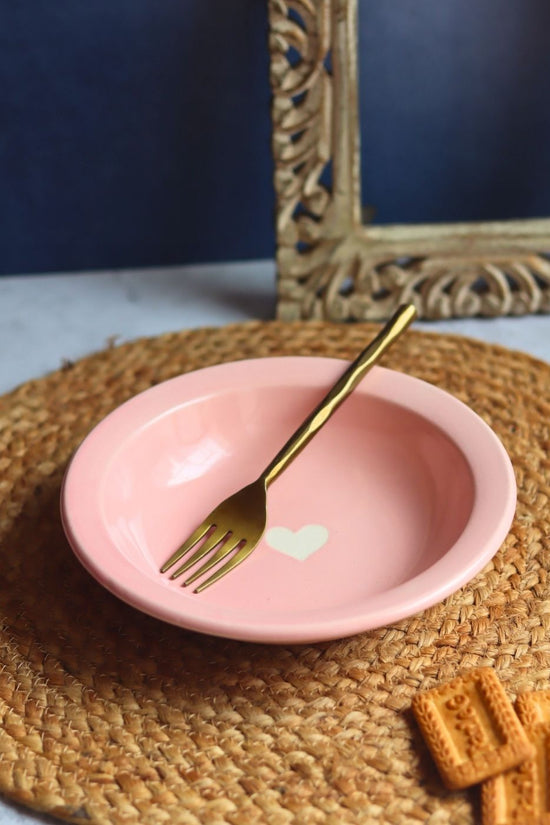 Heart Pasta Plate handmade in India