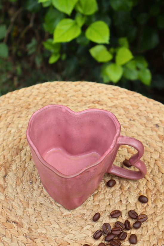 dusty pink heart shaped mug with premium quality material