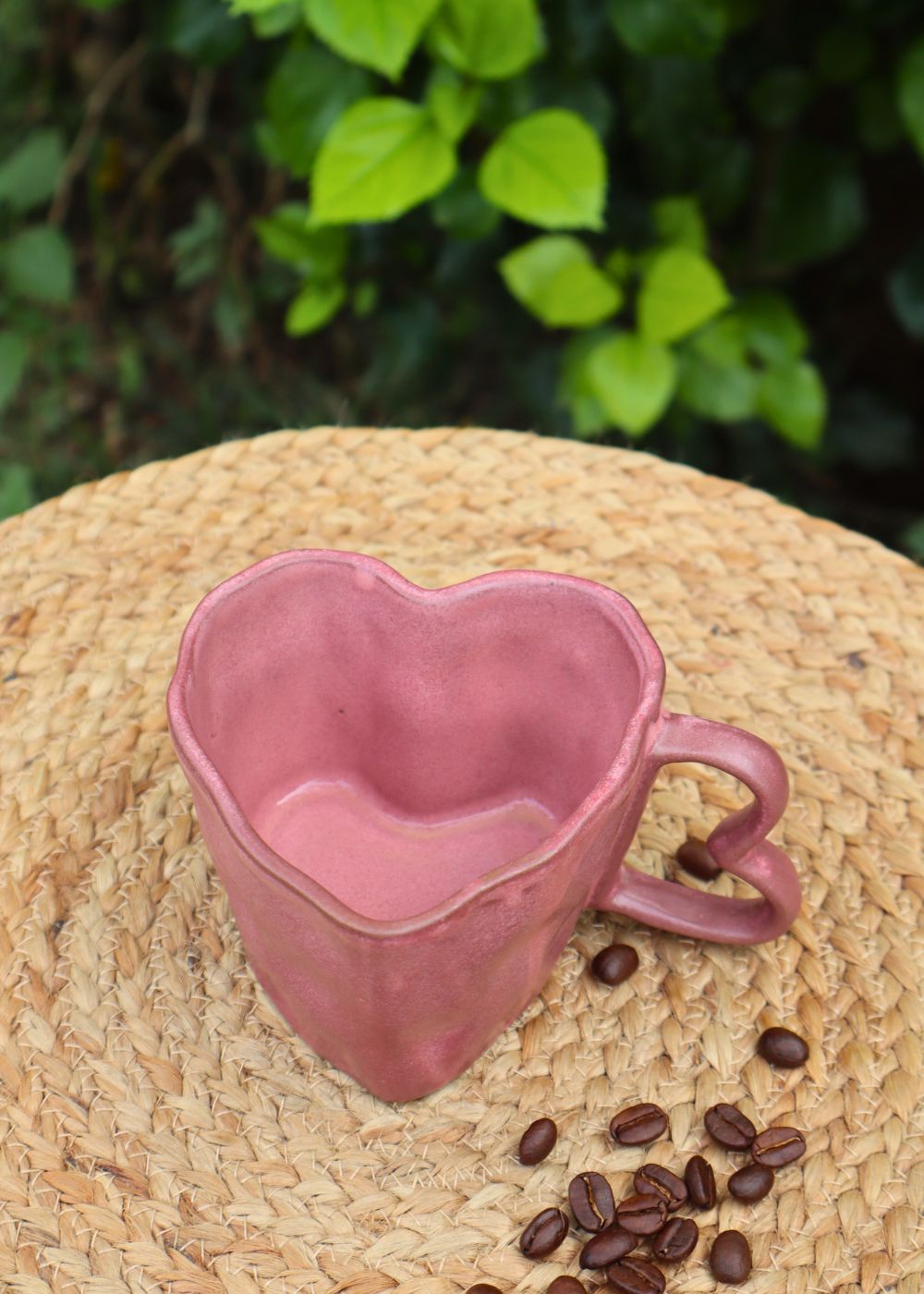 dusty pink heart shaped mug with premium quality material