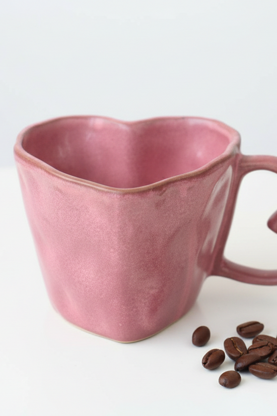 Dusty Pink Heart Shaped Mug