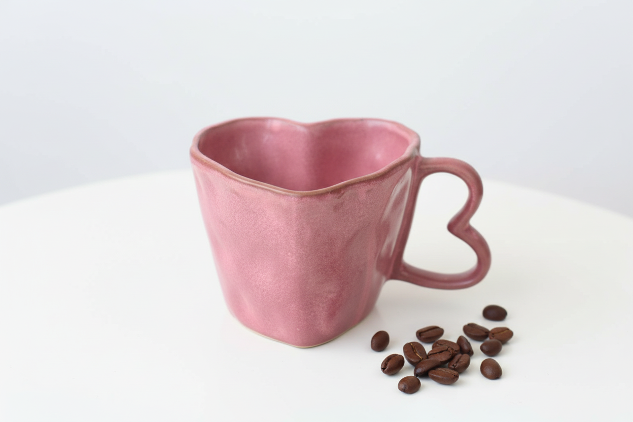 Dusty Pink Heart Shaped Mug