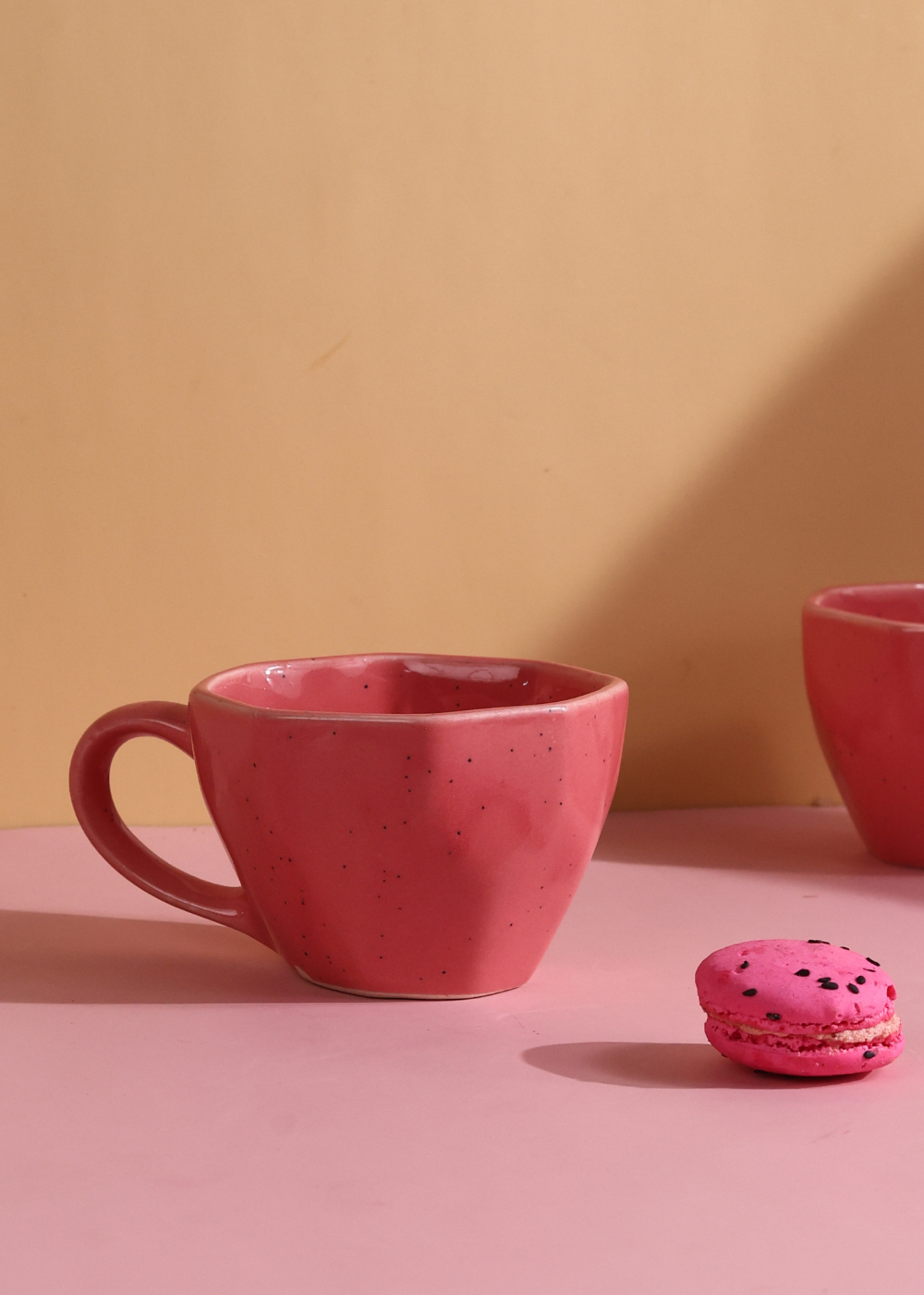 handmade salmon pink mug made by ceramic 
