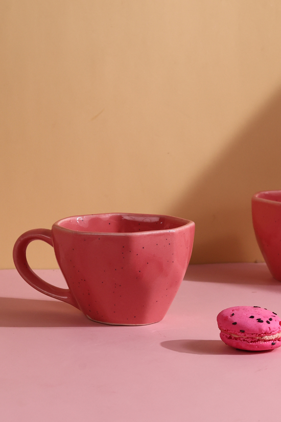 handmade salmon pink mug made by ceramic 