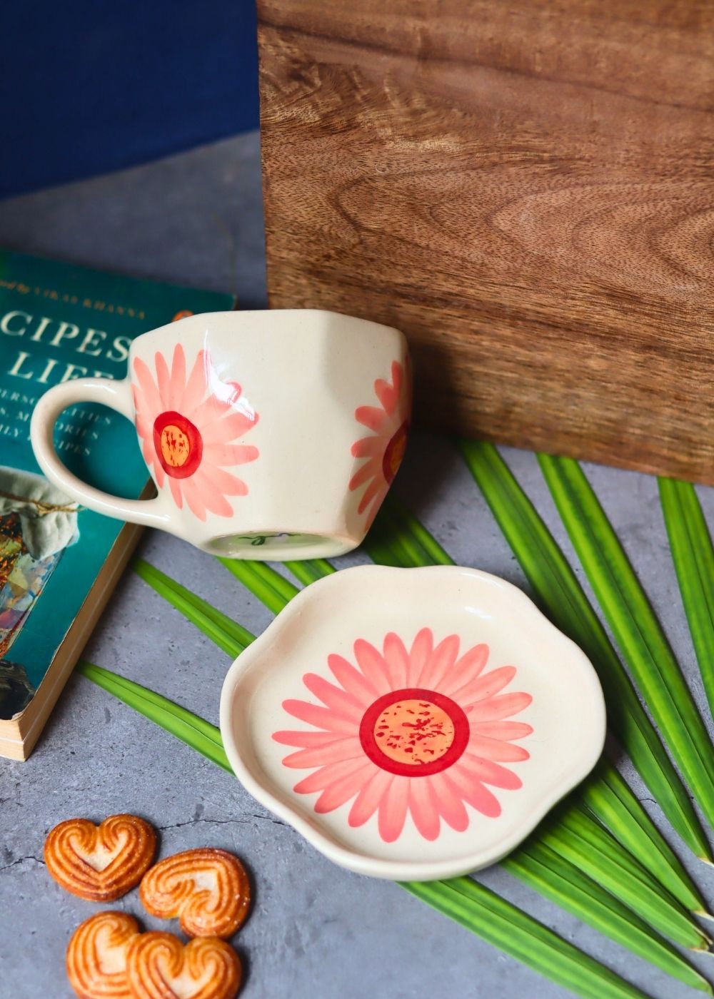 Flower Coffee Mug & Handmade Dessert Plate made by ceramic