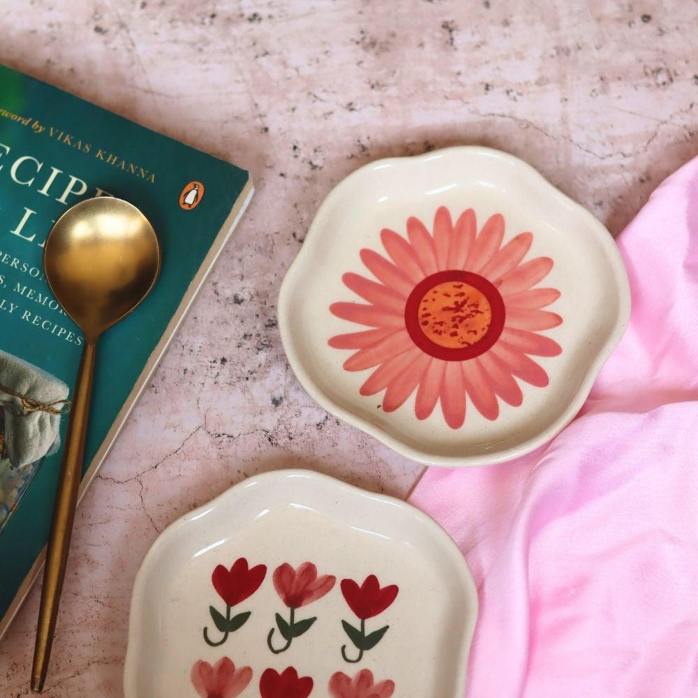 Handmade Flower & Pastel Tulip Handmade Dessert Plate