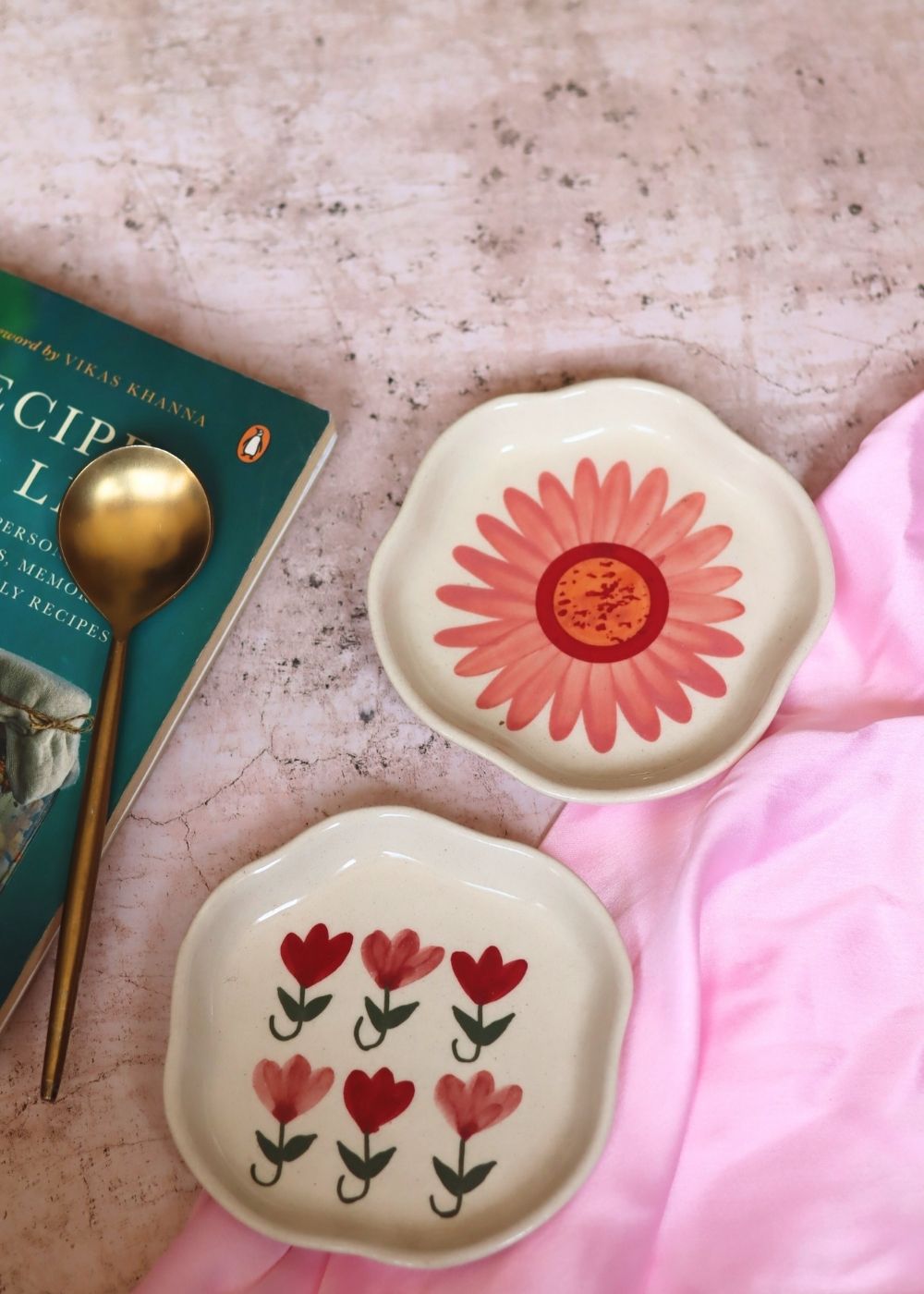 Handmade Flower & Pastel Tulip Handmade Dessert Plate