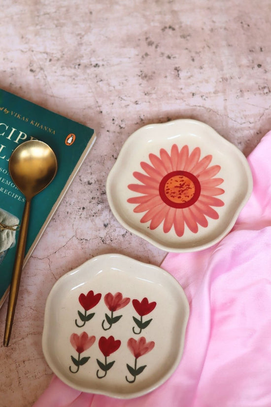 Handmade Flower & Pastel Tulip Handmade Dessert Plate