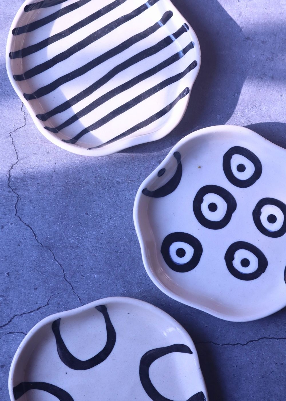 Blue Lined, Zebra & Abstract Handmade Dessert Plate handmade in india