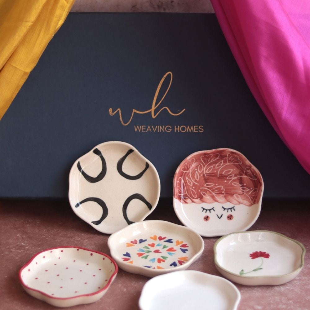 Handmade Set of 6 Essential Dessert Plates (for the price of 5) Diwali Gift Box