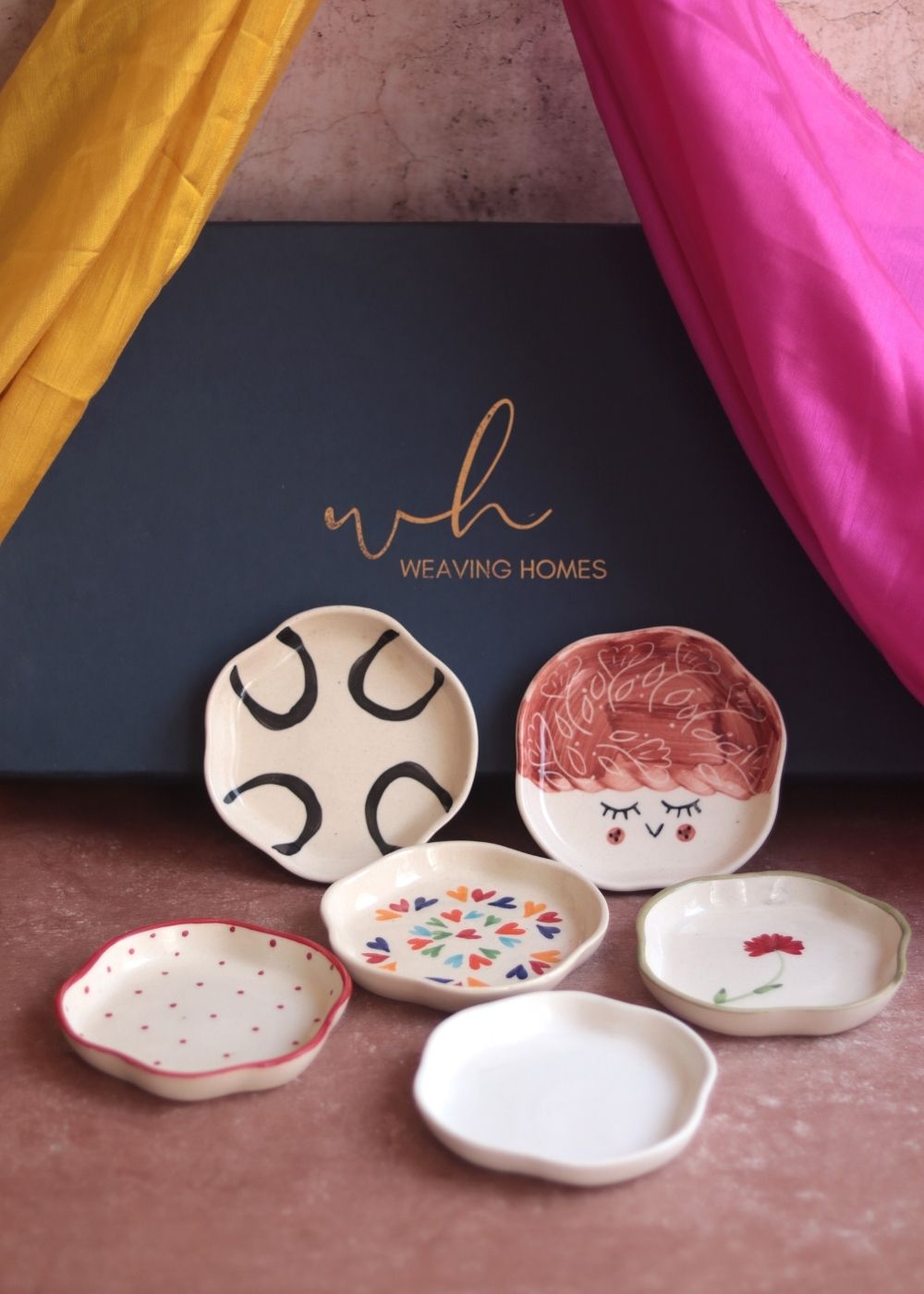 Handmade Set of 6 Essential Dessert Plates (for the price of 5) Diwali Gift Box