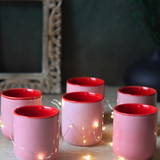 Handmade ceramic solid pink kulhads 