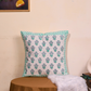 Teal cotton cushion cover