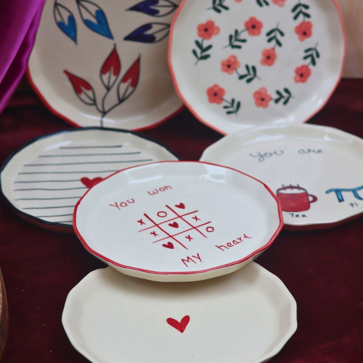 handmade Set of 6 Little Bites snack Plates (for the price of 5)