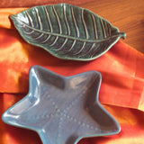 Foilage leaf & Starfish Platter - Set of 2 made by ceramic