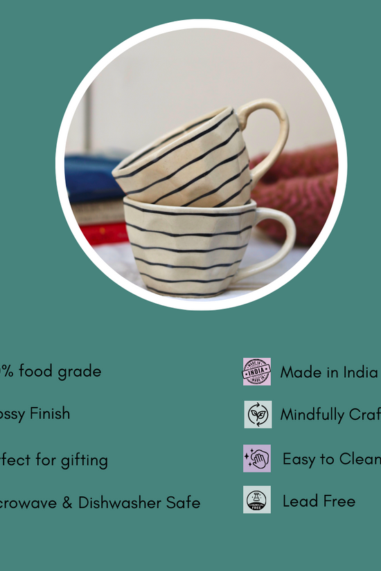 black lined mug with details 