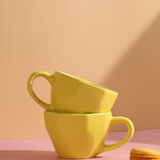 handmade sunshine yellow mug with glossy yellow color