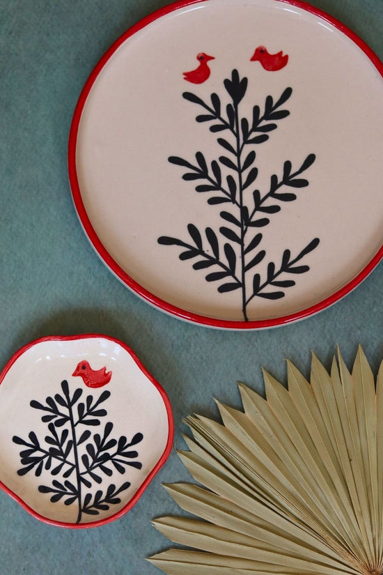 birdie platter & handmade dessert plate handmade in india