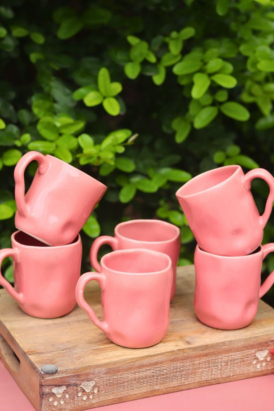 Set of 6 - Pink Wavy Mug with premium quality material