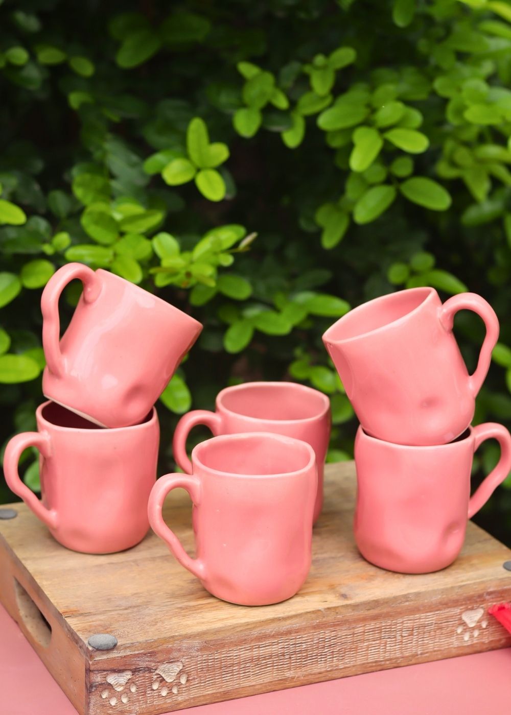 Set of 6 - Pink Wavy Mug with premium quality material