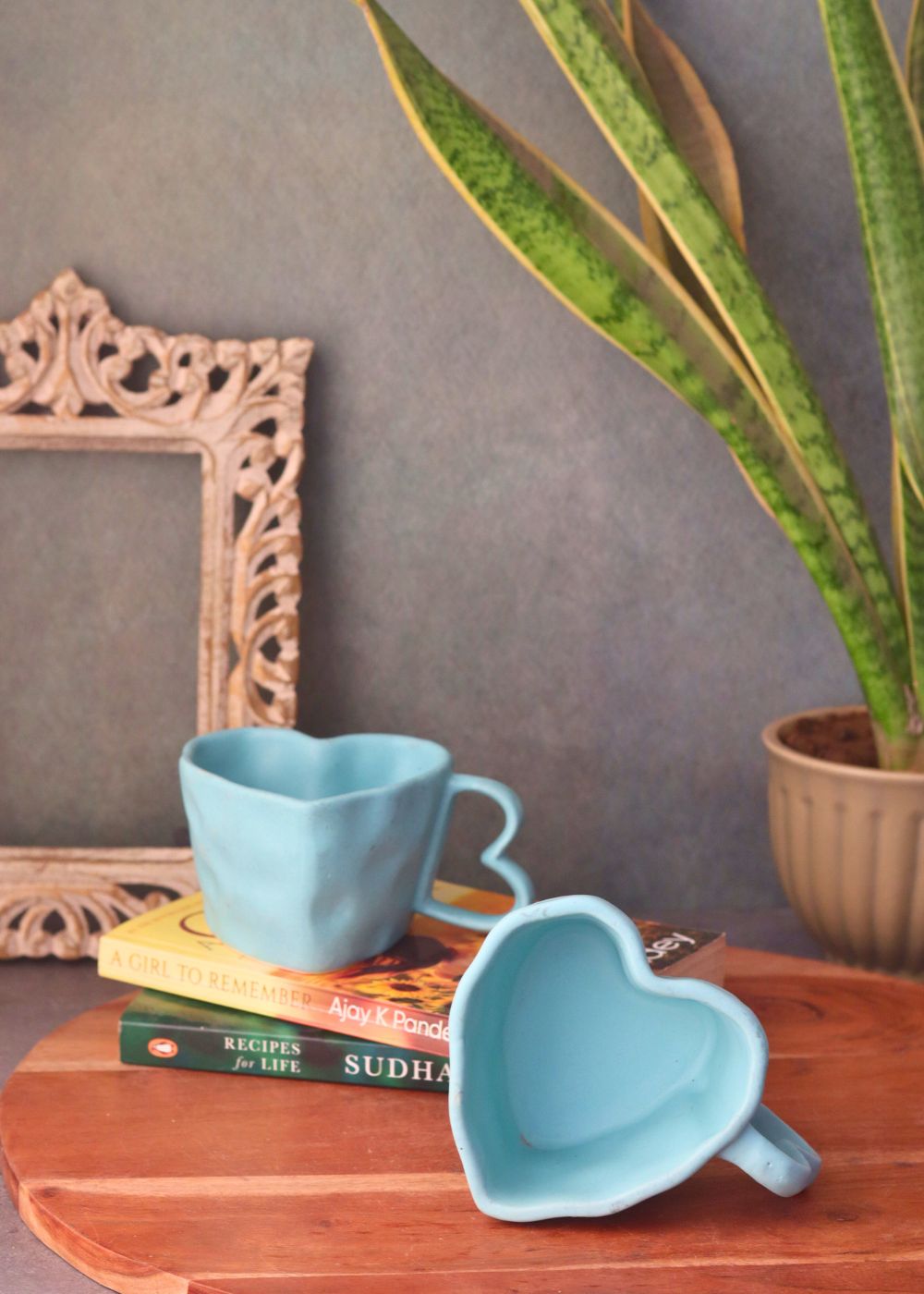 blue heart mug handmade in india