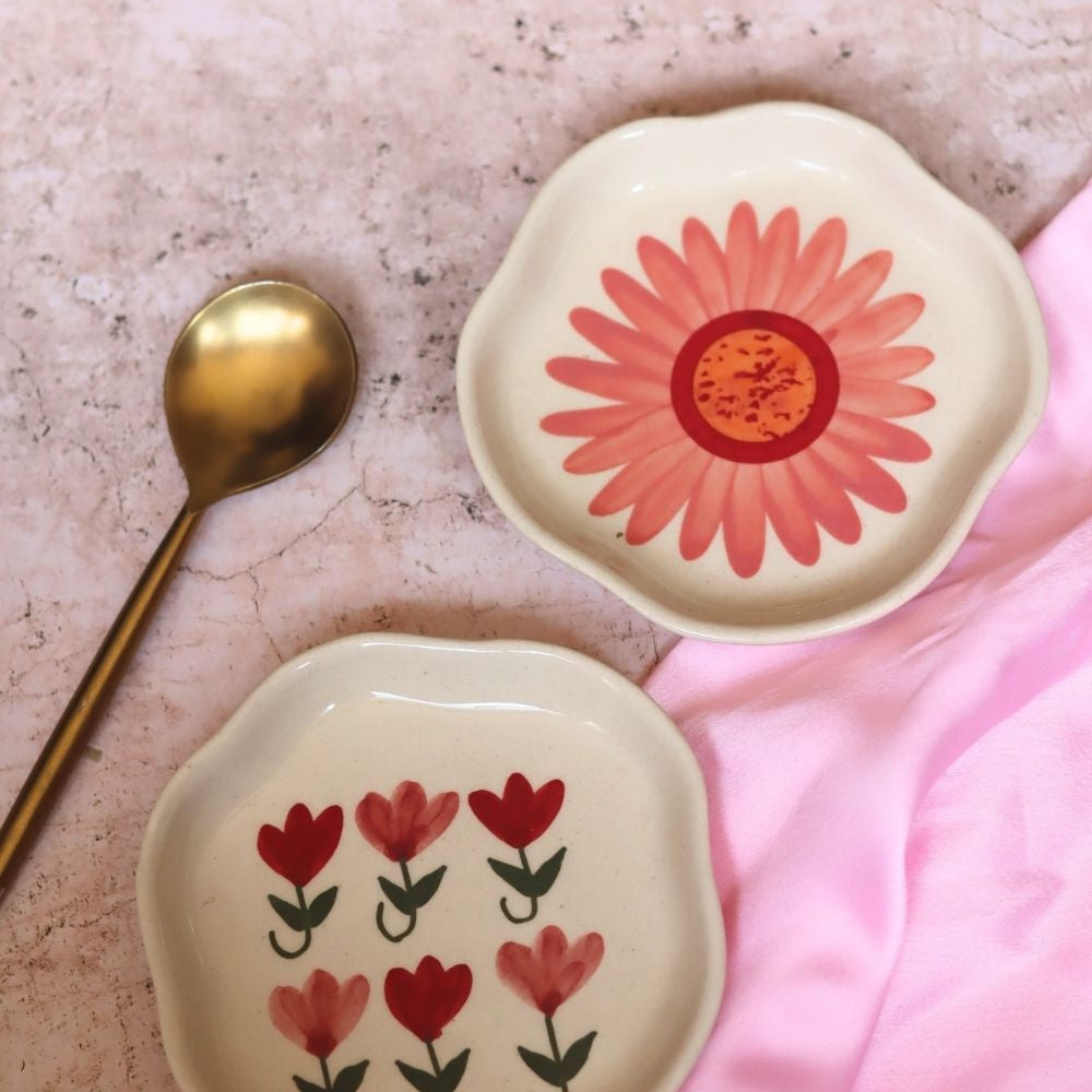 Flower & Pastel Tulip Handmade Dessert Plate made by ceramic