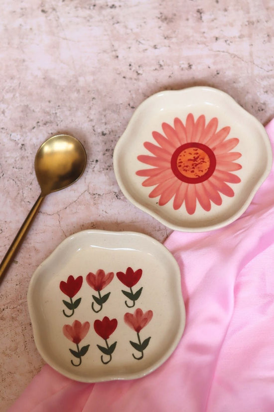 Flower & Pastel Tulip Handmade Dessert Plate made by ceramic