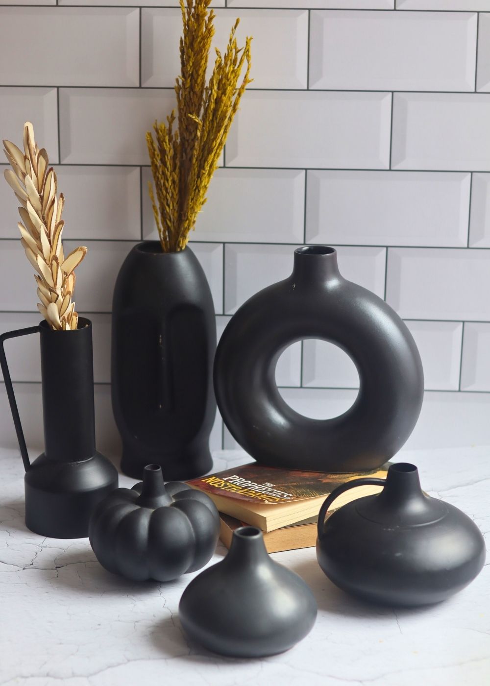 Handmade black vases 