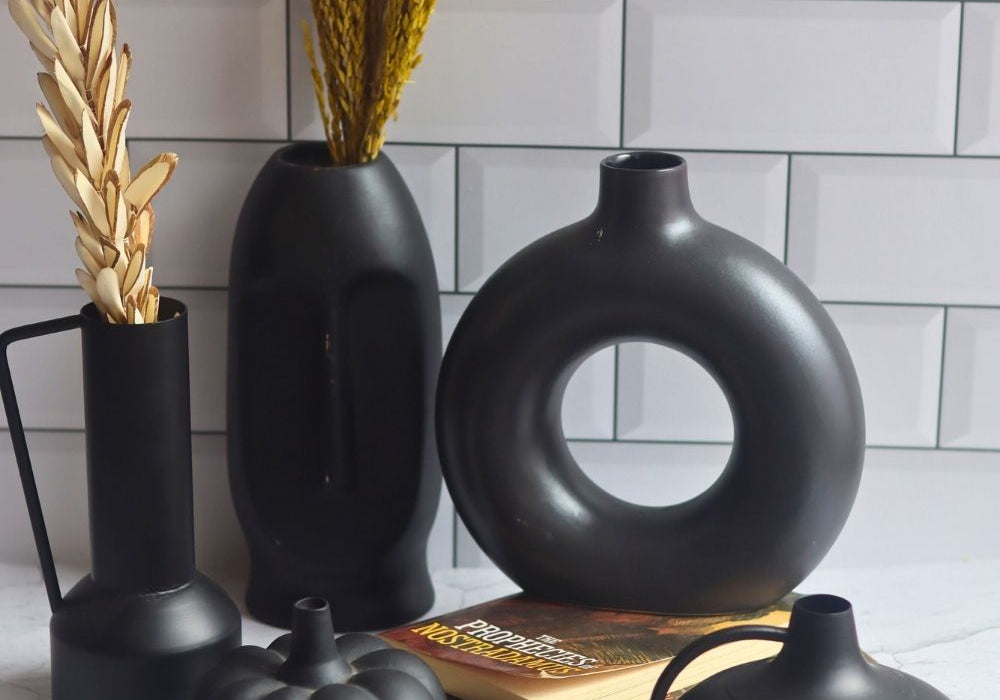 Handmade black vases 