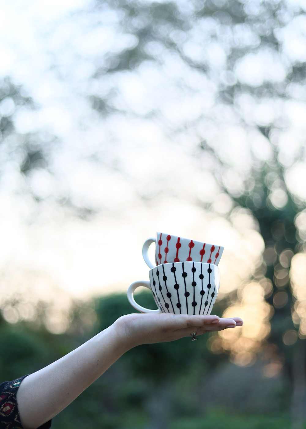 red & black dotted line mug combo