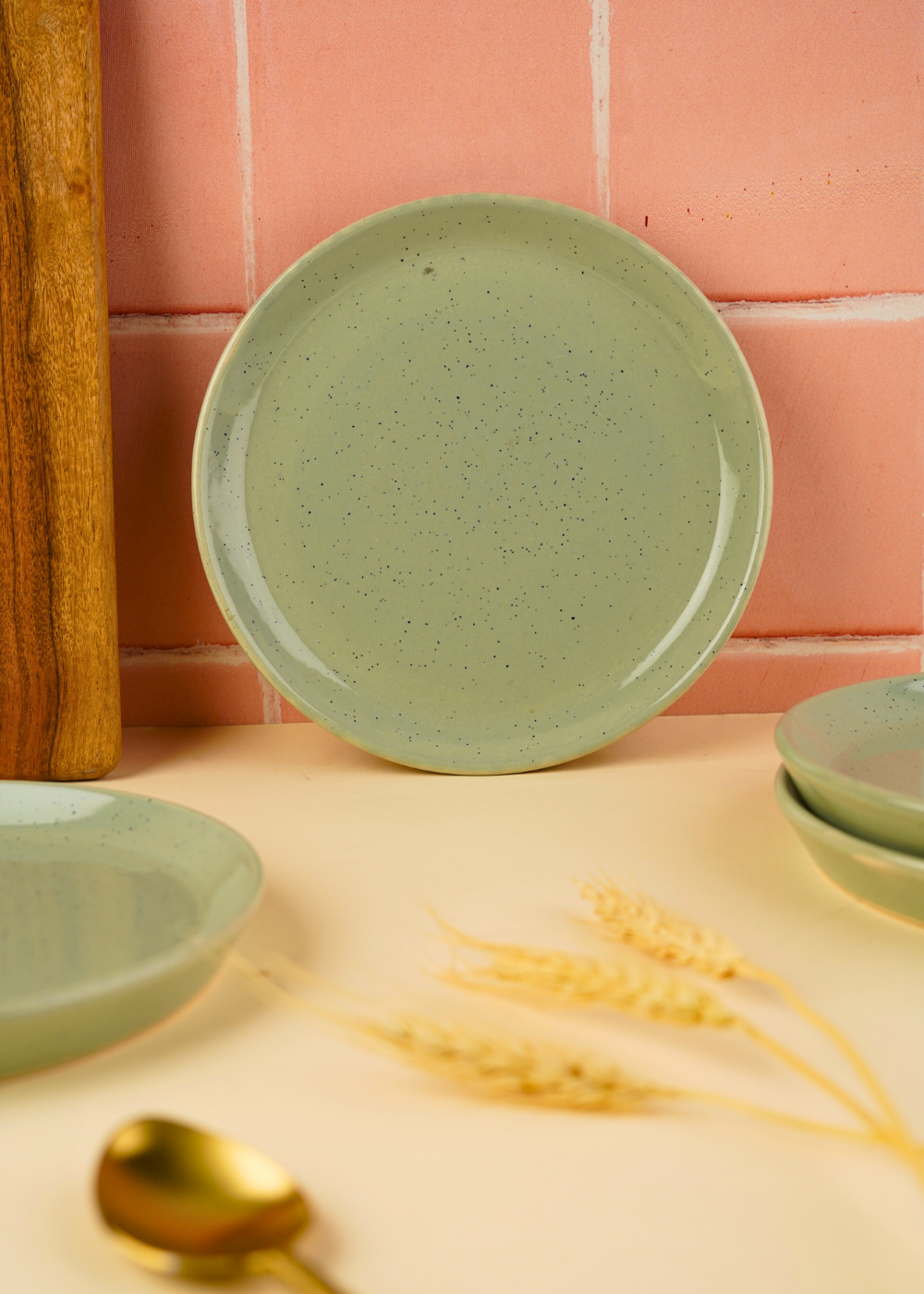 pistachio stoneware snack plate made by ceramic