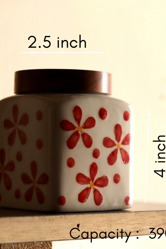 Red flower jar small height & breadth