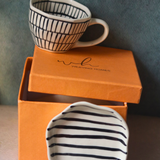 Stunning design handmade coffee mug & dessert plate with box