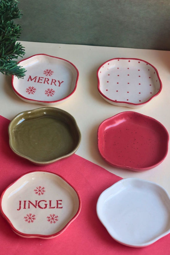 Handmade Set of 6 Twinkling Dessert plates (for the price of 5)