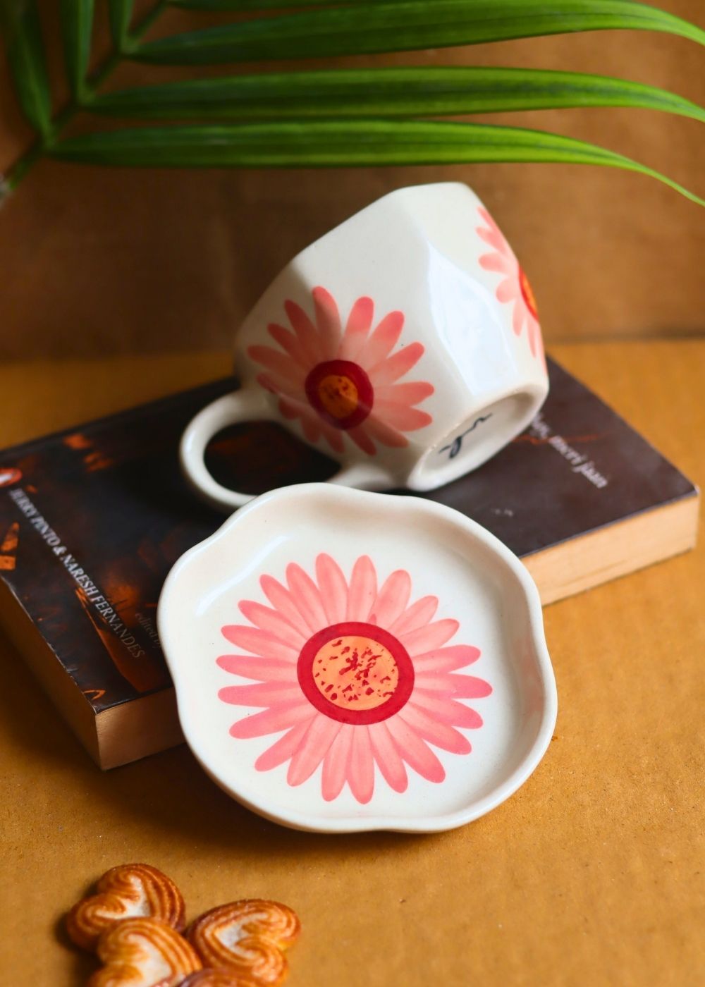 Flower Coffee Mug & Handmade Dessert Plate handmade in india