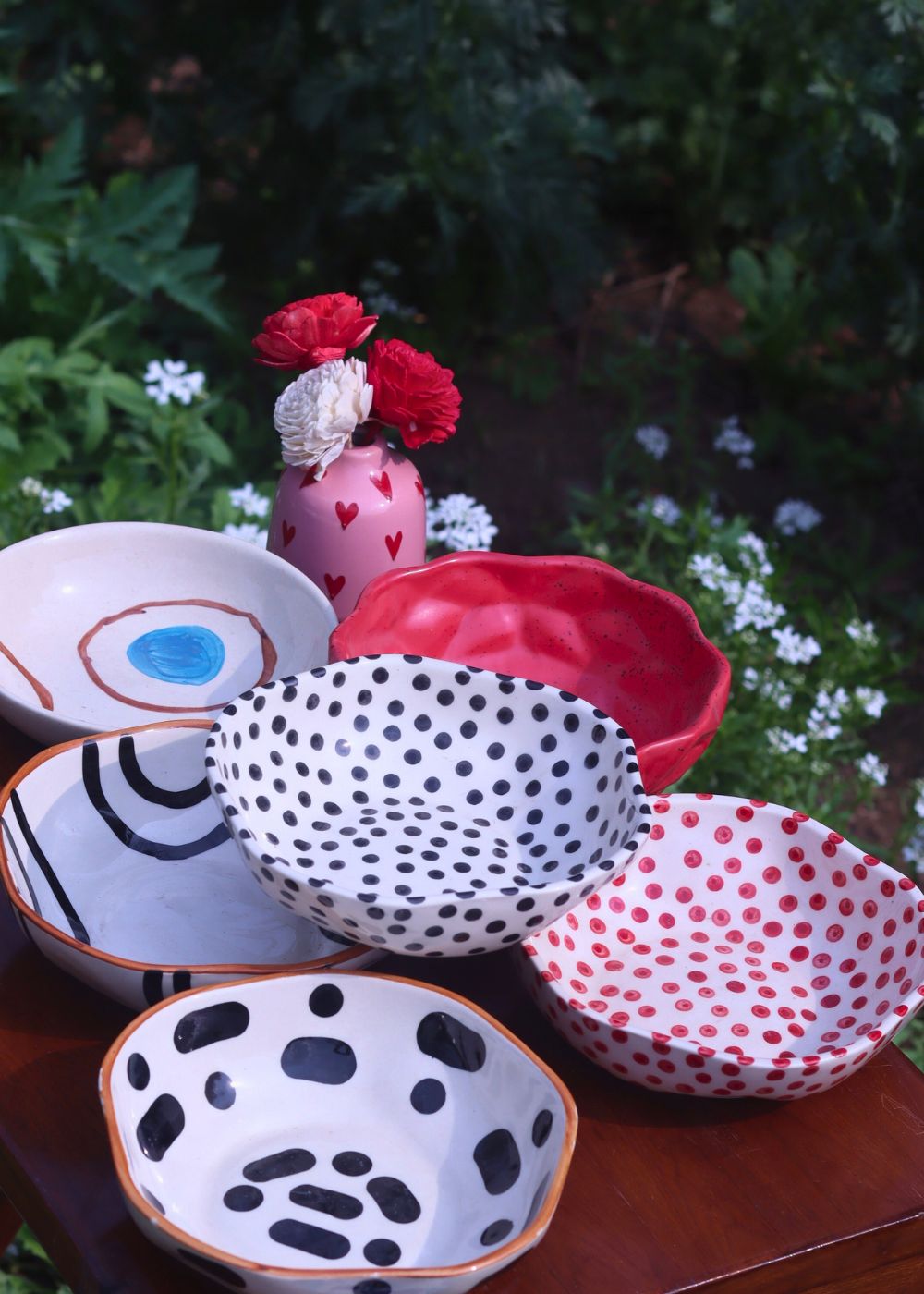 Handmade Set of 6 Polka Charm Snack Plate (for the price of 5)