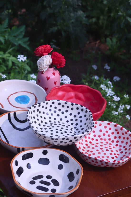 Handmade Set of 6 Polka Charm Snack Plate (for the price of 5)