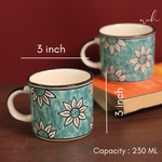 Teal daisy coffee mug height & breadth