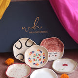 Set of 6 Essential Dessert Plates (for the price of 5) Diwali Gift Box handmade in india