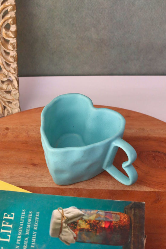 handmade blue heart mug