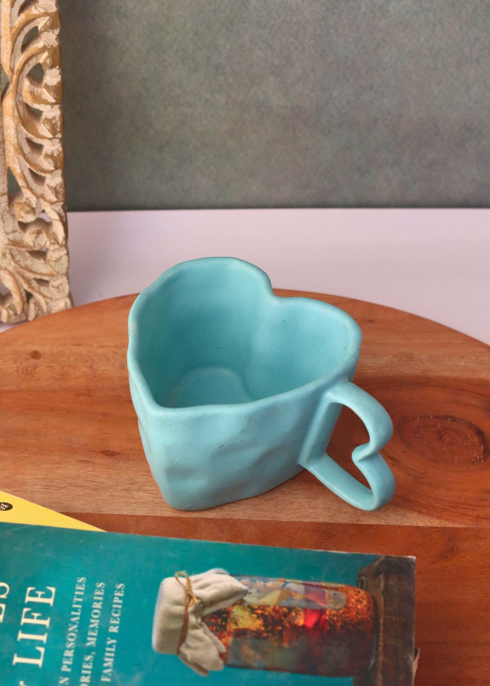 handmade blue heart mug