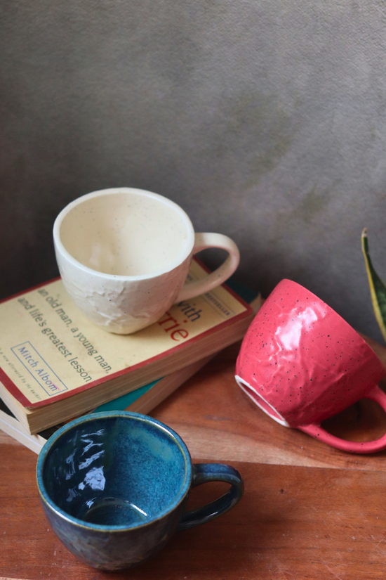 handmade textured mug in different colors